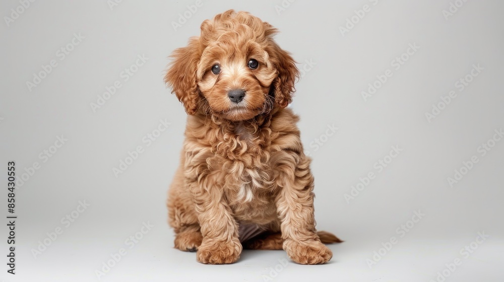 Adorable Australian Labradoodle Puppy on White Background Adorable Australian Labradoodle Puppy on White Background