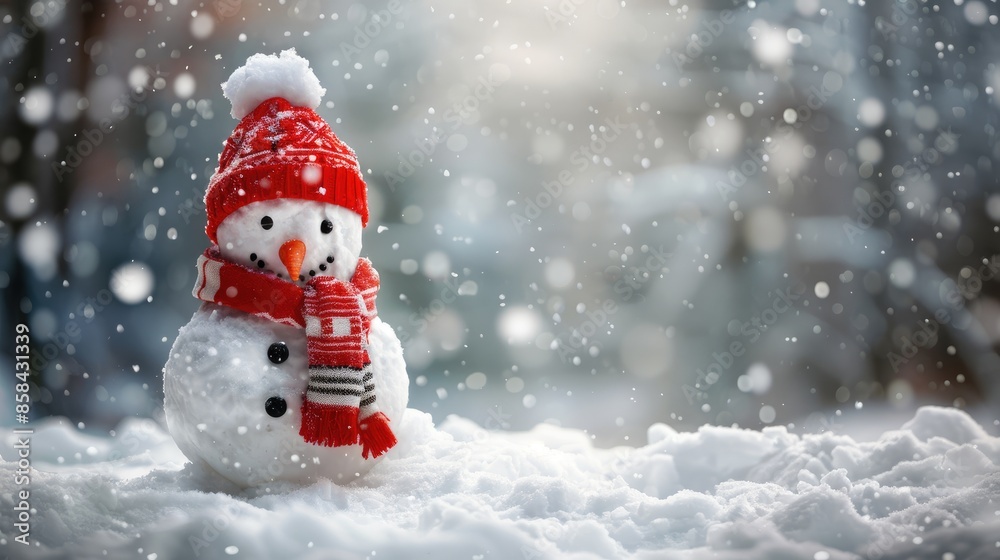 Fototapeta premium Snowman in snowy winter scenery