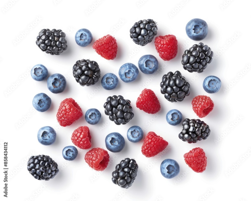 Berry Mix: Raspberry, Blueberries, and Blackberries in Forest Theme Berry Mix: Raspberry, Blueberries, and Blackberries in Forest Theme