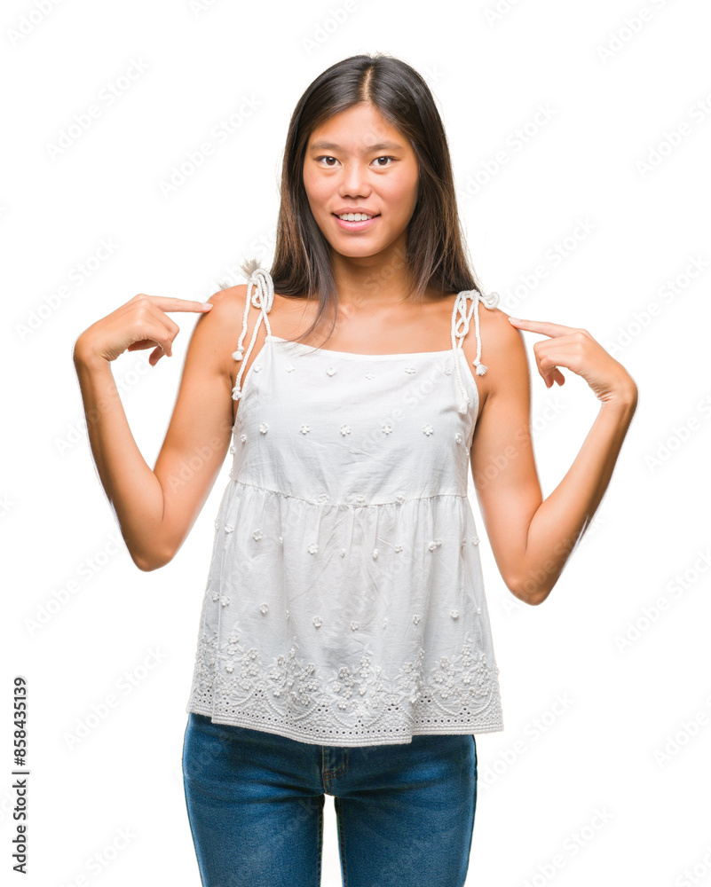 Young asian woman over isolated background looking confident with smile on face, pointing oneself with fingers proud and happy. Young asian woman over isolated background looking confident with smile on face, pointing oneself with fingers proud and happy.