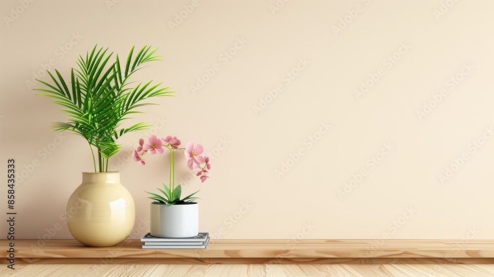 A minimalist brown bookshelf in a contemporary living room, with a focus on clean design and functionality. The image includes ample copy space for adding text or other elements. A minimalist brown bookshelf in a contemporary living room, with a focus on clean design and functionality. The image includes ample copy space for adding text or other elements.