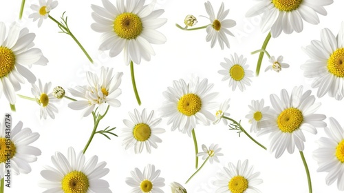 Beautiful daisies arranged on a clean white background photo