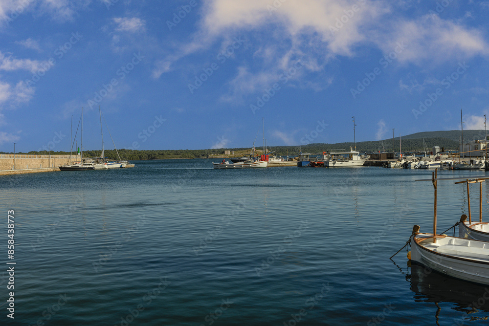 Fototapeta premium Charming Harbor at Fornells, Menorca
