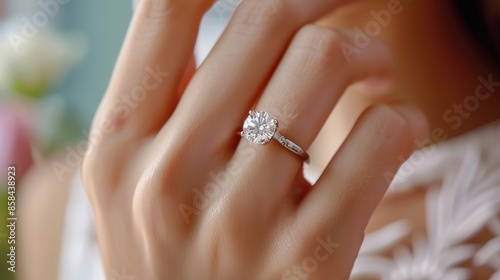 Womans_hand_showing_an_elegant_engagement_diamond_ring_on_is_hand_generative_ai_image © SazzadurRahaman
