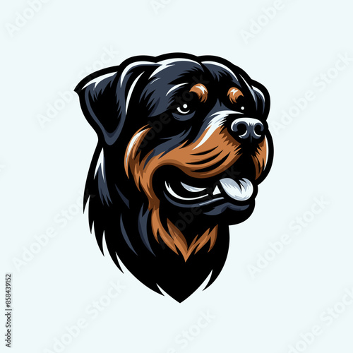 Cute and Funny Rottweiler Puppy Illustration: Pedigree Companion Dog Portrait - Black and Brown Mammal Vector Art for Pet Lovers