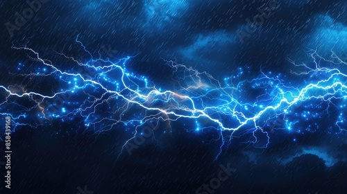 Powerful storm cloud with a bright flash of lightning, useful for weather and nature scenes