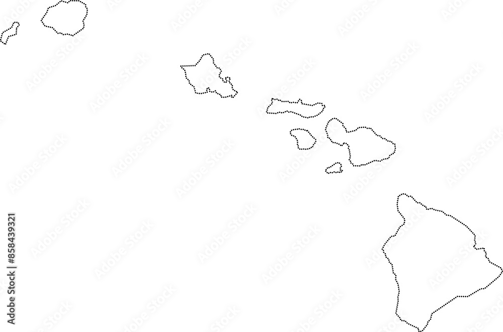 dot line drawing of hawaii state map.