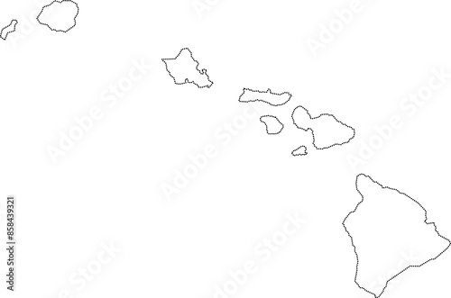 Obraz na płótnie dot line drawing of hawaii state map. w salonie