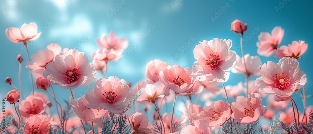 Obraz premium Pop Art Cherry Blossom Field in Full Bloom