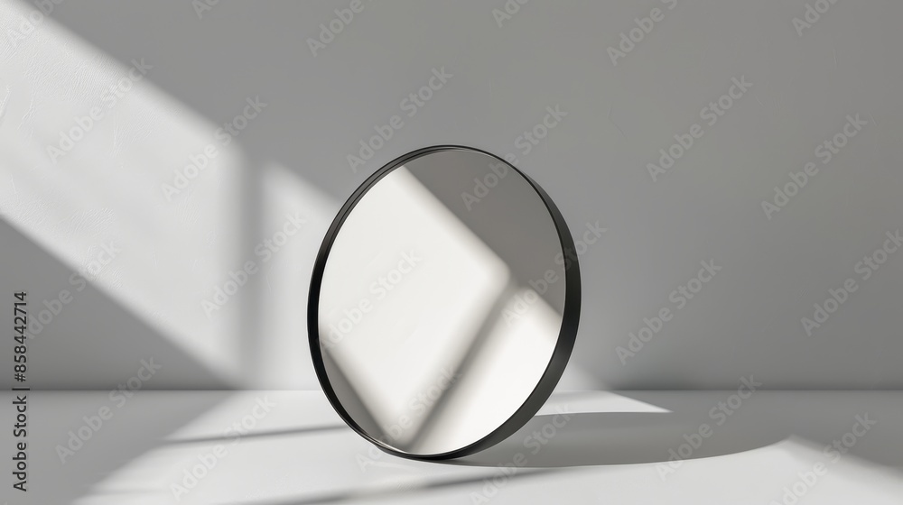 modern steel mirror with brushed metal texture from polyhaven and black details, sleek silhouette, minimalist look fun pose, clean white background, in clean studio lighting, product photography by modern steel mirror with brushed metal texture from polyhaven and black details, sleek silhouette, minimalist look fun pose, clean white background, in clean studio lighting, product photography by