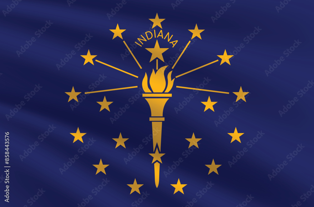 Naklejka premium Indiana State Flag illustration. Indiana Flag. Waving Indiana State Flag. 