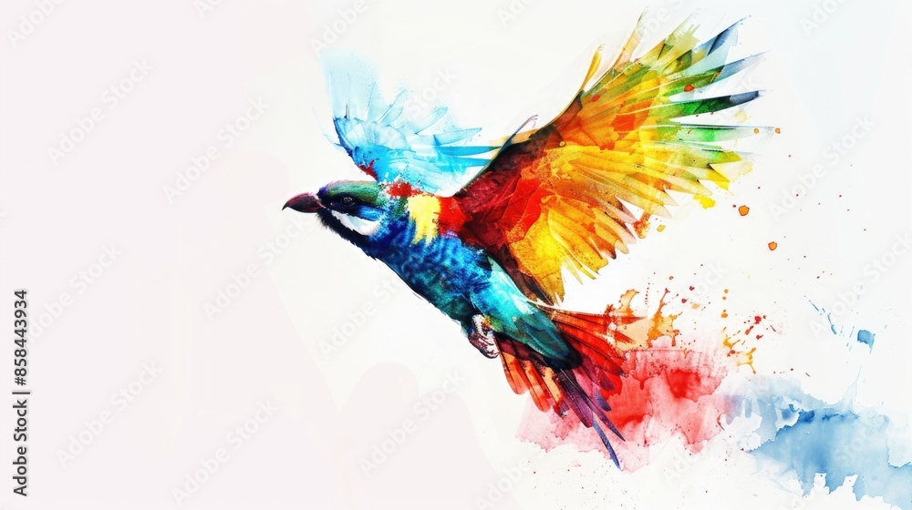 Obraz premium A vibrant bird soaring through the sky