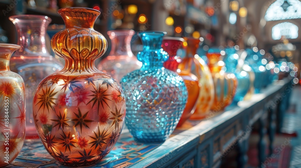 Colorful Glass Vases on a Table Colorful Glass Vases on a Table