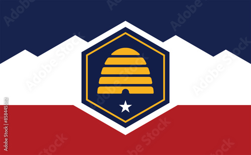  Utah State Flag illustration. Utah Flag. 
