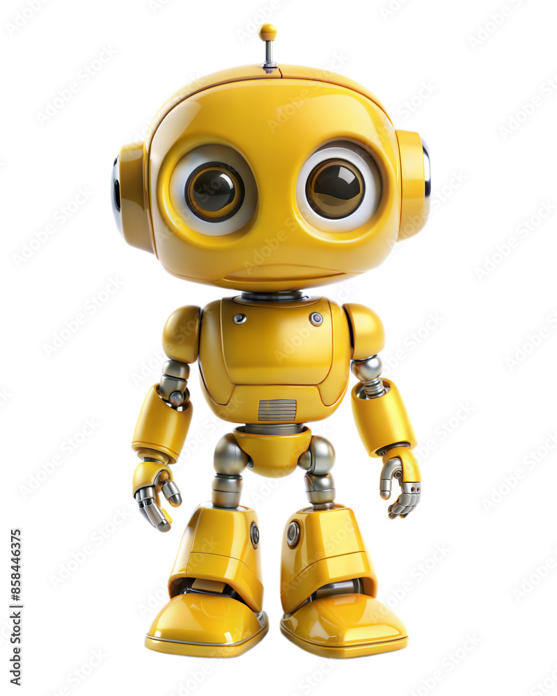 cute yellow robot on transparent background cute yellow robot on transparent background