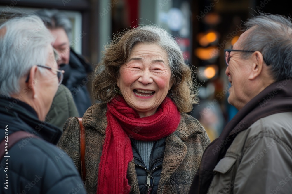 Portrait of a happy senior woman in a city street. Old people. Portrait of a happy senior woman in a city street. Old people.
