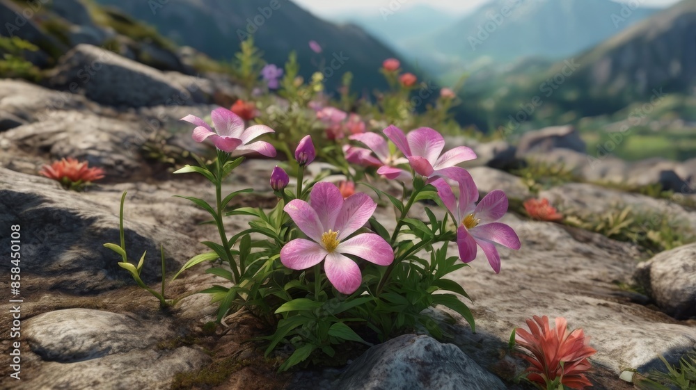 Obraz premium Alpine Wildflowers in Bloom