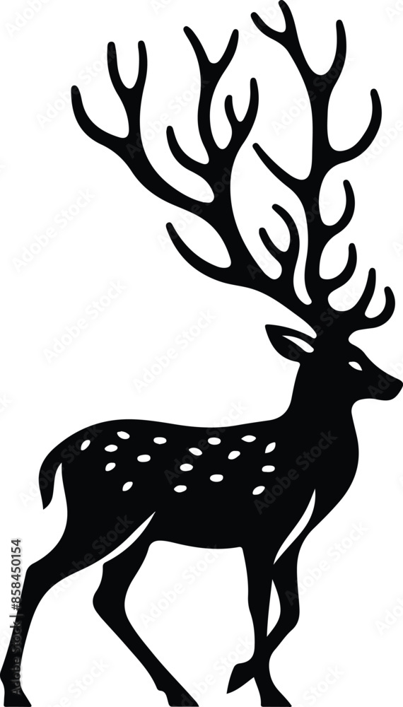 Cute deer black vector illustration Cute deer black vector illustration