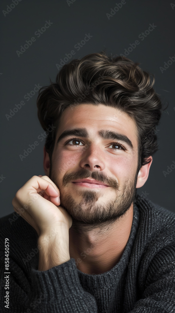 A portrait of a handsome man with dark hair and a beard A portrait of a handsome man with dark hair and a beard