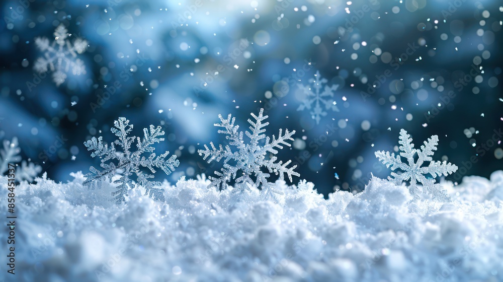 Winter Wonderland: Snowflakes Falling on Fresh Snow Banner Winter Wonderland: Snowflakes Falling on Fresh Snow Banner