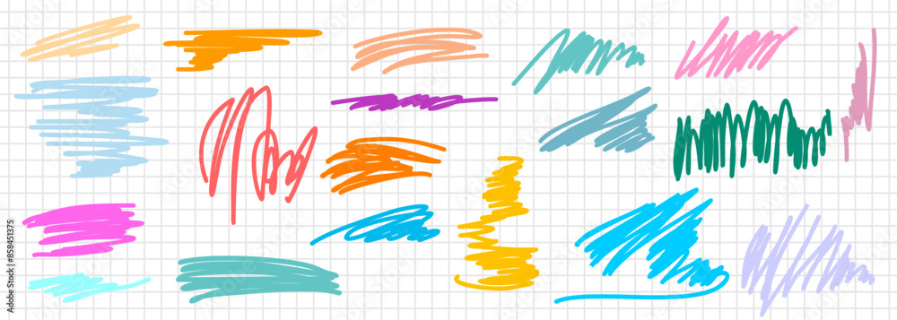 Fototapeta premium Background with abstract scribbles on paper. Complex and chaotic texture. Wavy background. Colorful tangled pattern. Elements for design