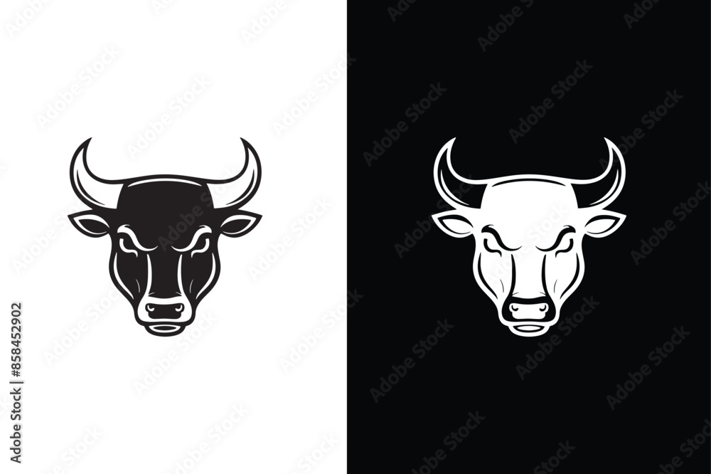 Vector of a cow head design on white black background. Farm Animal. Bull Head Silhouette Icon. Vector of a cow head design on white black background. Farm Animal. Bull Head Silhouette Icon.
