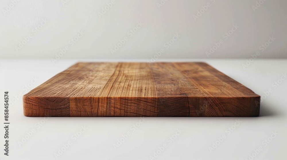 Square teak wood board on white surface Square teak wood board on white surface