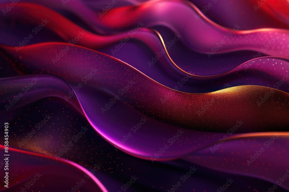 Fototapeta premium Abstract Background, 3D gradient blurs in rich amethyst purple and ruby red, highlighted with a touch of gold