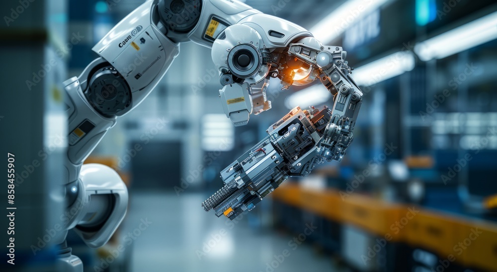 Close-up of a Robotic Arm in a Factory Setting Close-up of a Robotic Arm in a Factory Setting
