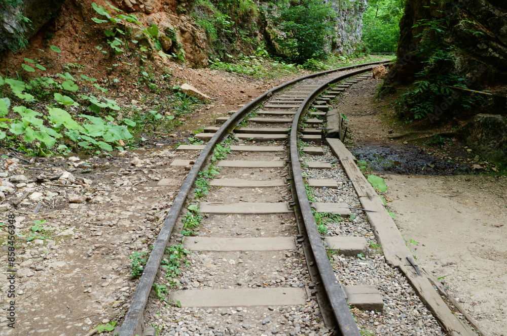 Railway in the gorge. Travel and recreation. Railway in the gorge. Travel and recreation.