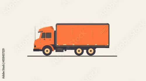 Orange delivery truck icon on white background