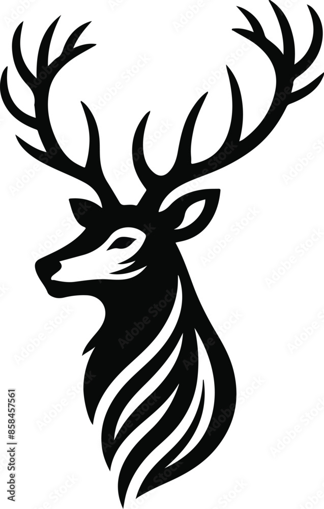 Cute deer black vector illustration Cute deer black vector illustration