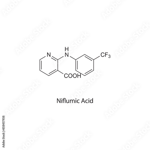 Niflumic Acid flat skeletal molecular structure NSAID drug used in Pain treatment. Vector illustration scientific diagram. photo