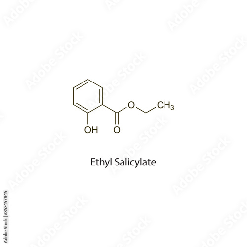 Ethyl Salicylate flat skeletal molecular structure Rubefacient agent drug used in pain treatment. Vector illustration scientific diagram.