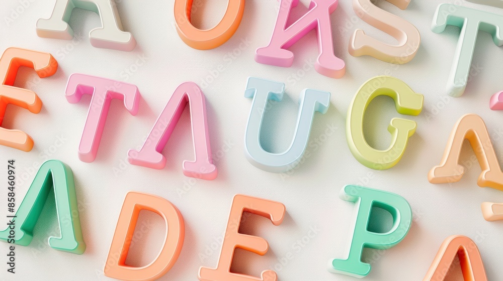Fototapeta premium Colorful Plastic Letters on a White Background