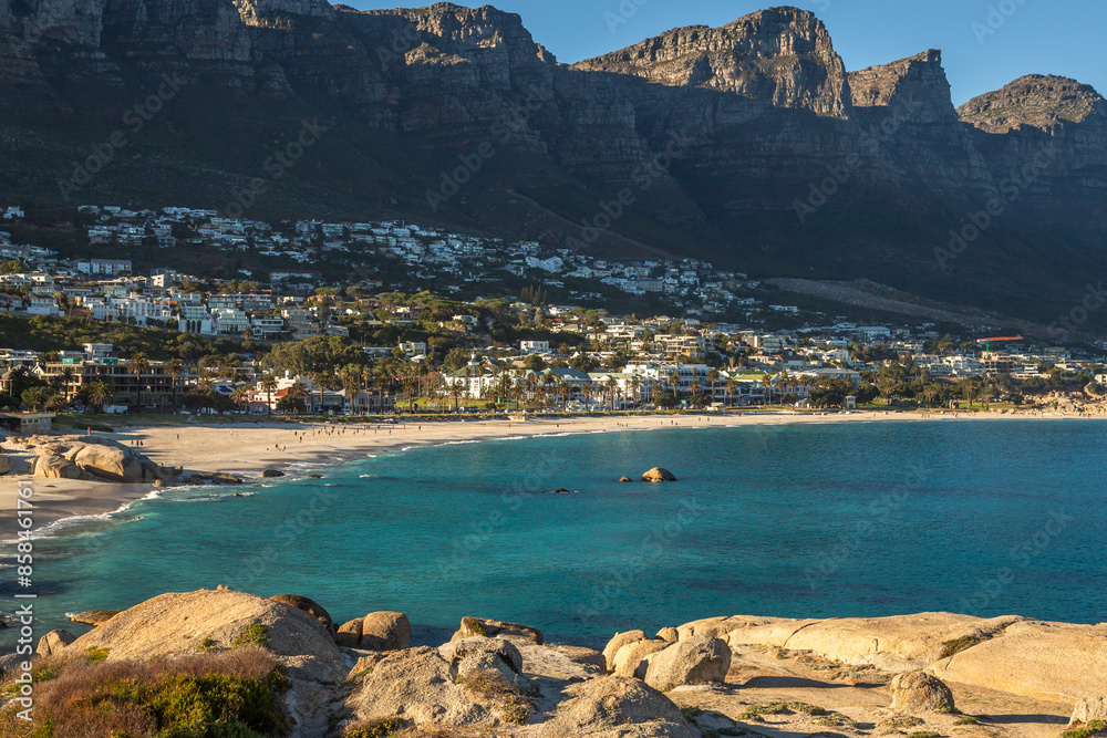Naklejka premium Exposure of the Twelve Apostles, part of the Table Mountain complex in Camps Bay, Cape Town, South Africa