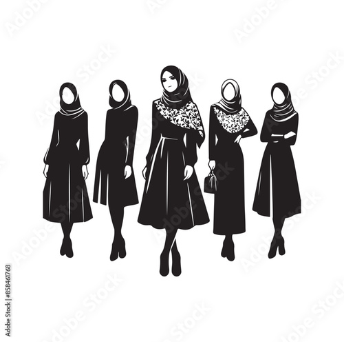 hijab style standing style vector illustration design silhouette