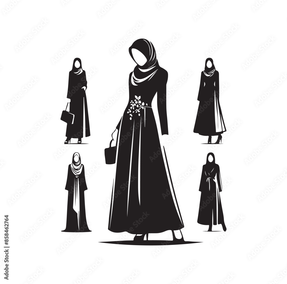 hijab style standing style vector illustration design silhouette hijab style standing style vector illustration design silhouette