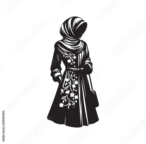 hijab style standing style vector illustration design silhouette