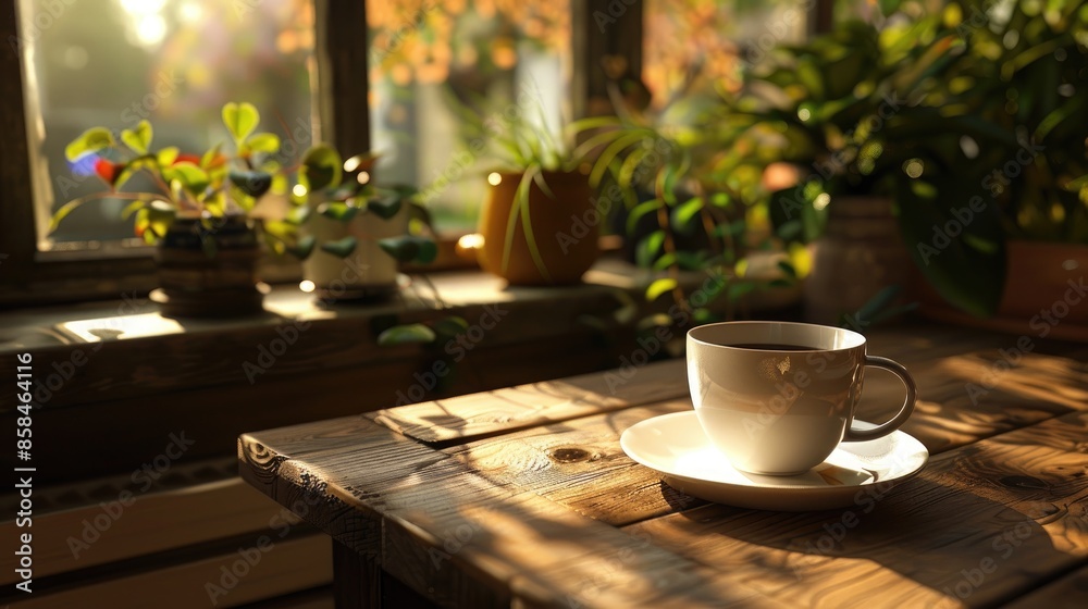 Coffee cup and table Coffee cup and table