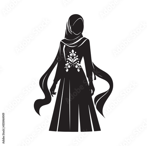 hijab style standing style vector illustration design silhouette