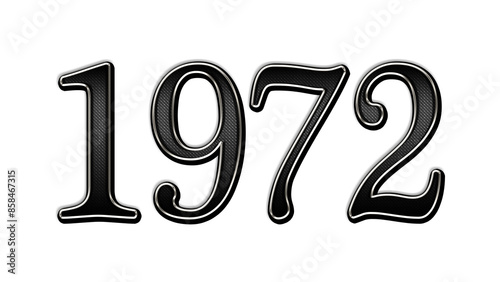 black metal 3d design of number 1972 on white background.
