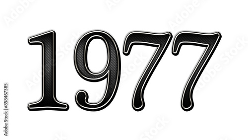 black metal 3d design of number 1977 on white background.