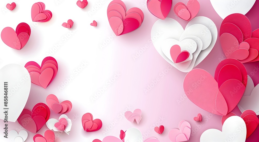 Valentine's day background with paper cut hearts and white space for text, transparent background, png Valentine's day background with paper cut hearts and white space for text, transparent background, png