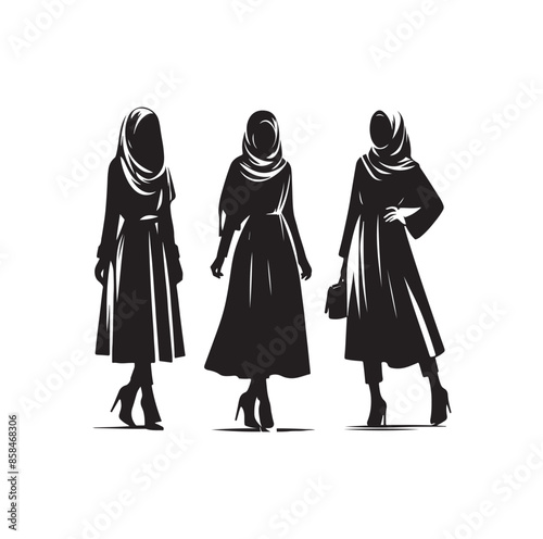 hijab style standing style vector illustration design silhouette