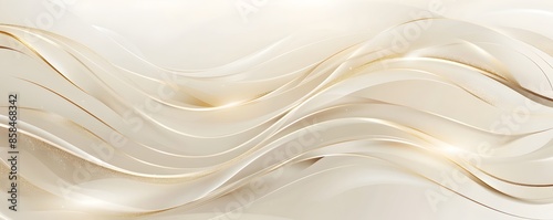 Luxury background with golden lines and waves vector illustration, light beige background, light gold and white color theme