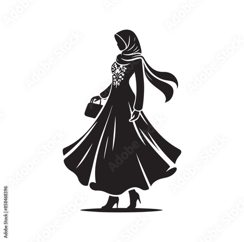 hijab style standing style vector illustration design silhouette