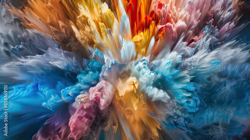 Vibrant textured color burst formation background, AI generative