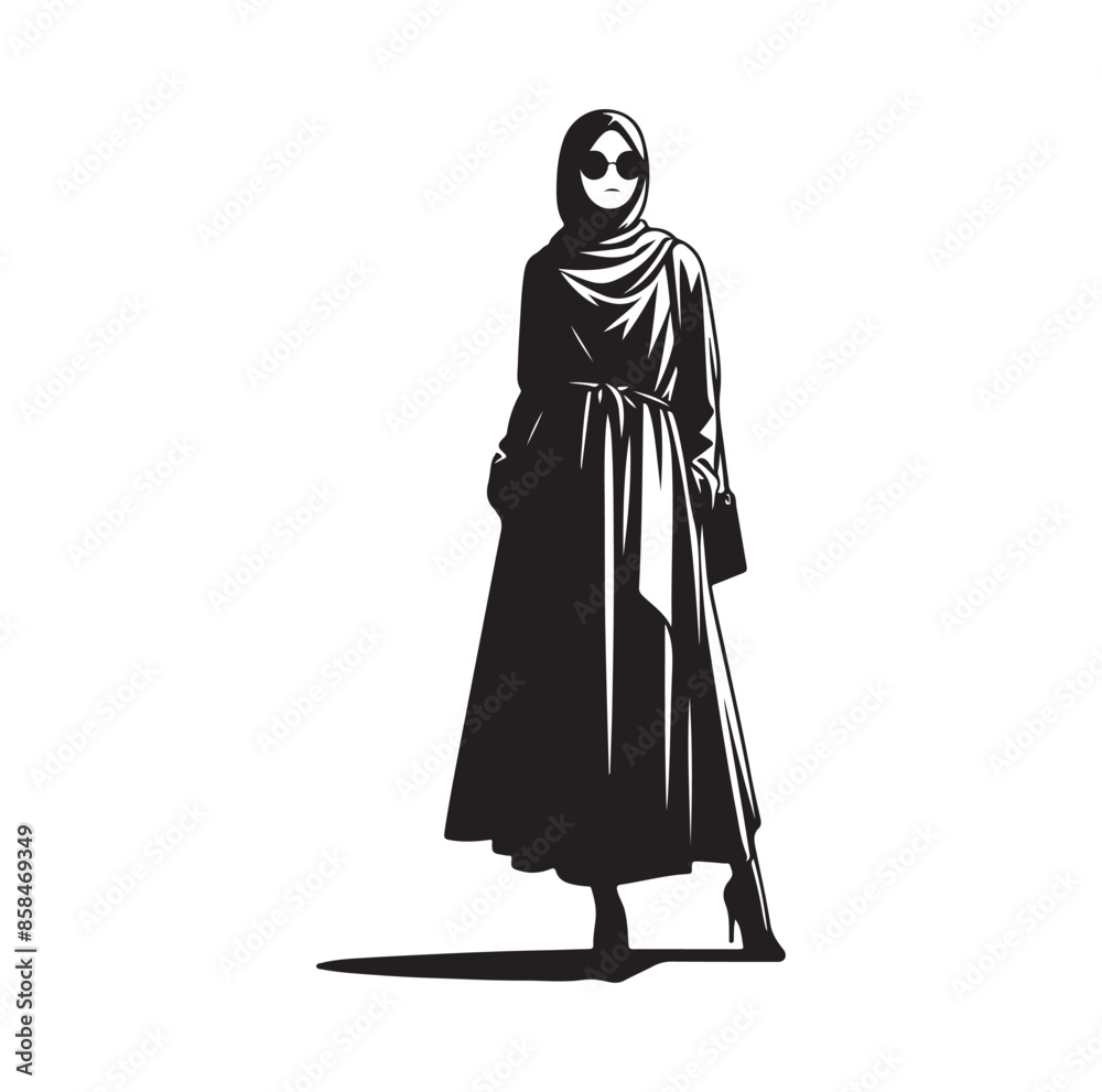 hijab style standing style vector illustration design silhouette hijab style standing style vector illustration design silhouette