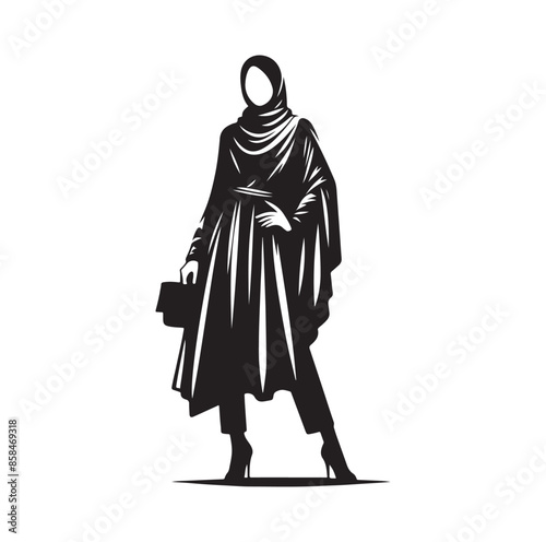 hijab style standing style vector illustration design silhouette